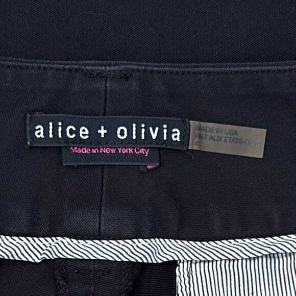 Alice + Olivia Black Cuffed Tailored Shorts Cotton Lycra Blend Size 4 - Picture 3 of 7